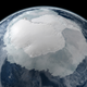 This visualization shows Antarctic sea ice (transparent white) rimming the continent (solid white) in the austral winter of 2005.